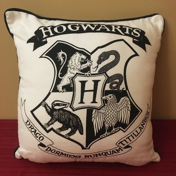 Harry Potter Hogwarts Crest & Always Bedazzled Pillow / 13" x 13" Square Pillow - Picture 1 of 12